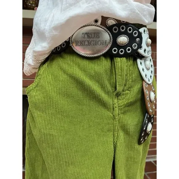 Free people olive corduroy Wide Legs Boho Whimsical Whimsigoth Earthy Jungle - Picture 2 of 2